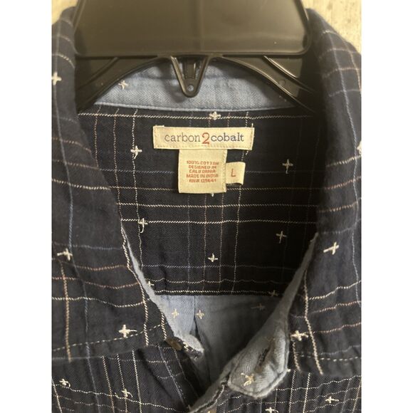 Carbon2Cobalt Observatory Plaid Mens Long Sleeve Button down shirt size L - Picture 4 of 5